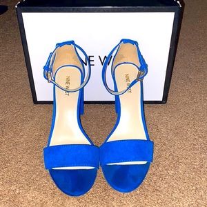 Royal Blue Nine West Single Strap Block Heels!